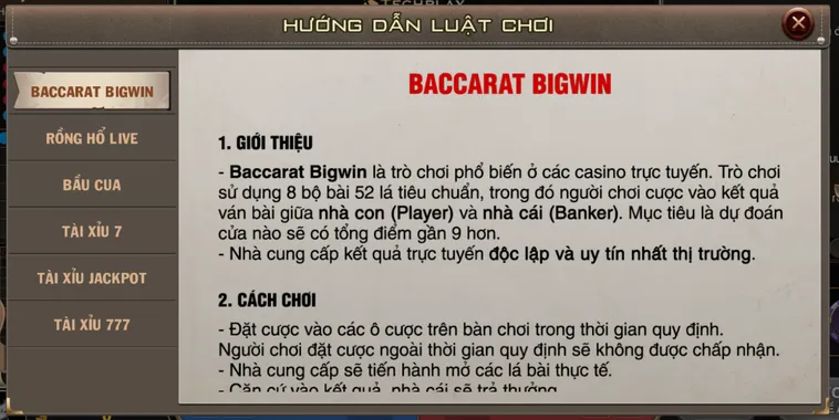 Baccarat BigWin Livestream tại B52 Club Đẳng Cấp Sòng Bài Trực Tuyến