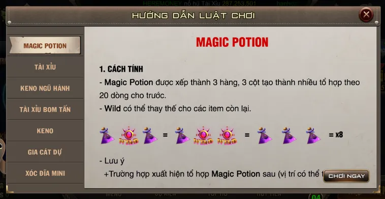 Minigame Magic Potion tại B52 Club Khám Phá Thế Giới Phép Thuật Và Quà Tặng