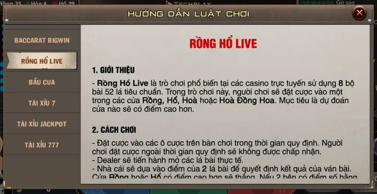 Rồng Hổ BigWin Livestream tại B52 Club Sảnh Cược Đẳng Cấp Quốc Tế