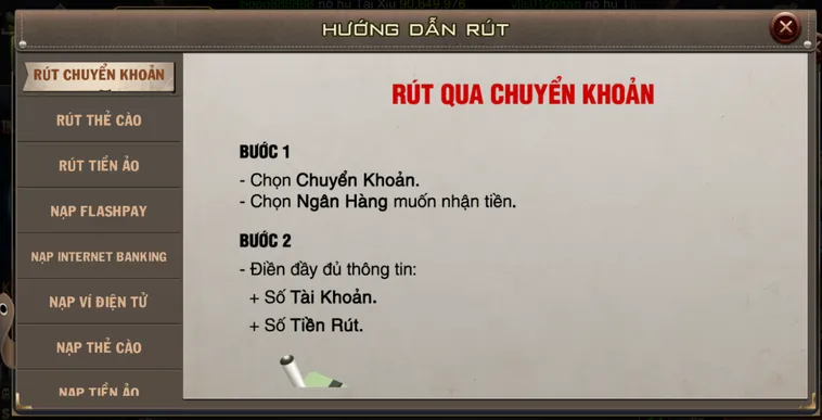 Hướng dẫn rút tiền qua chuyển khoản an toàn tiện lợi tại B52 Club.