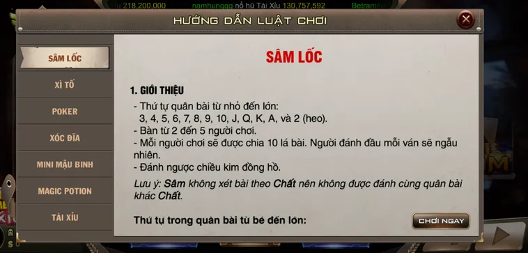 Hướng Dẫn Chơi Sâm Lốc Tại B52 Club Cho Người Mới
